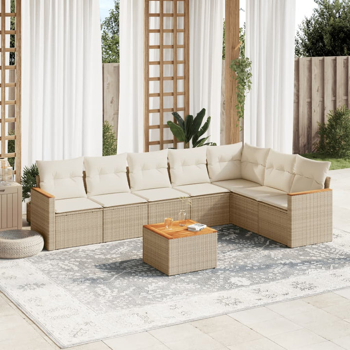 Set Mobilier De Grădină Cu Perne, 8 Piese, , Poliratan