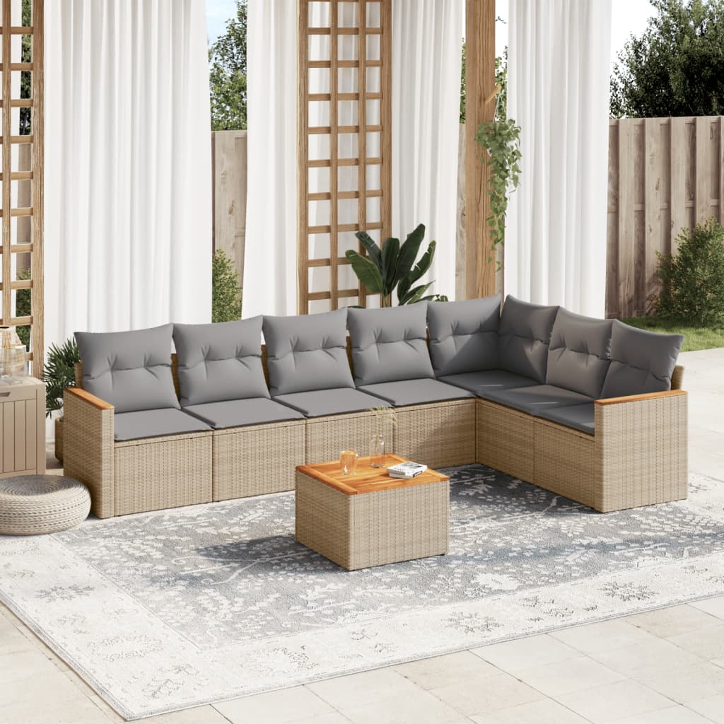 Set Mobilier De Grădină Cu Perne, 8 Piese, , Poliratan