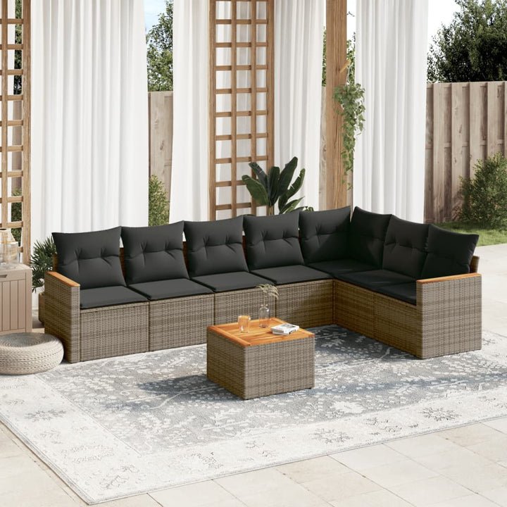 Set Mobilier De Grădină Cu Perne, 8 Piese, , Poliratan