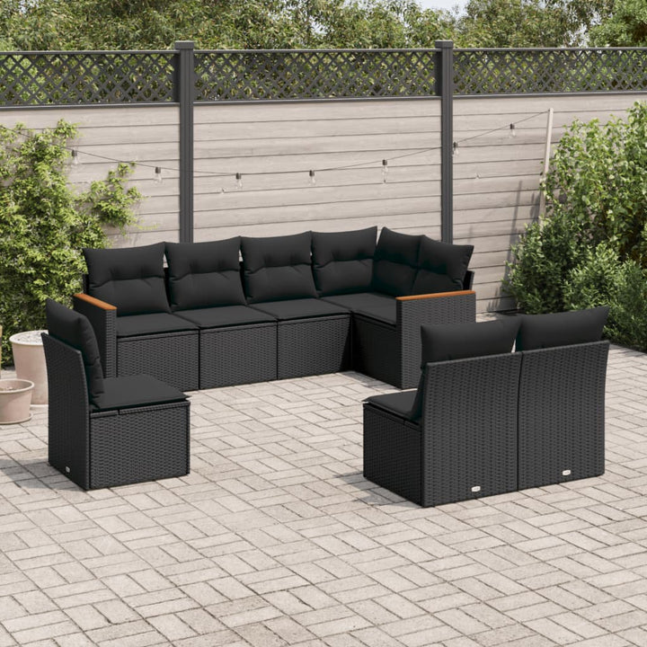 Set Mobilier De Grădină Cu Perne, 8 Piese, , Poliratan