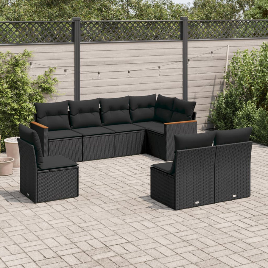 Set Mobilier De Grădină Cu Perne, 8 Piese, , Poliratan