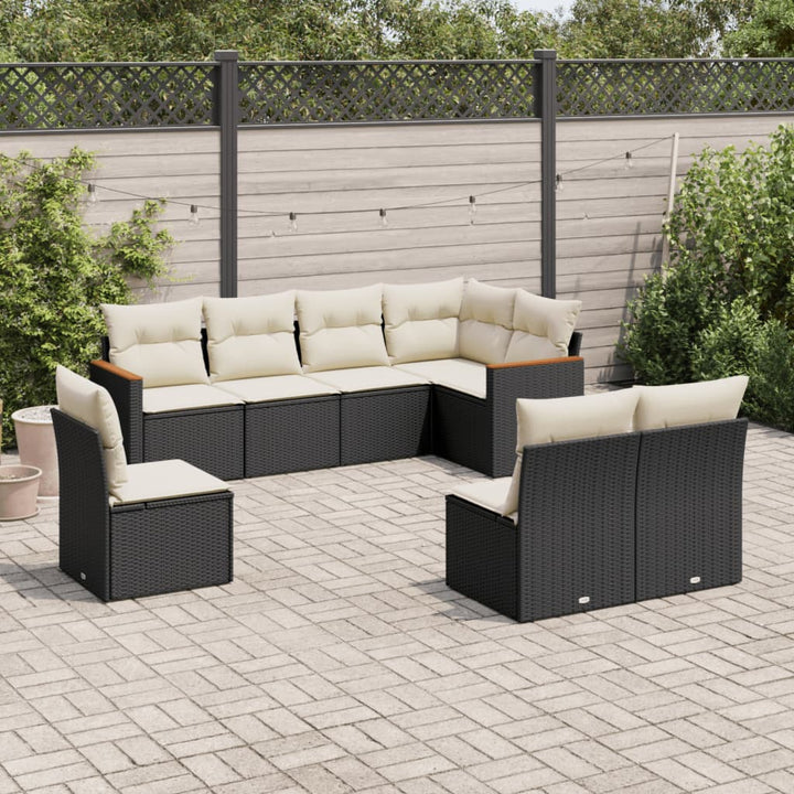 Set Mobilier De Grădină Cu Perne, 8 Piese, , Poliratan