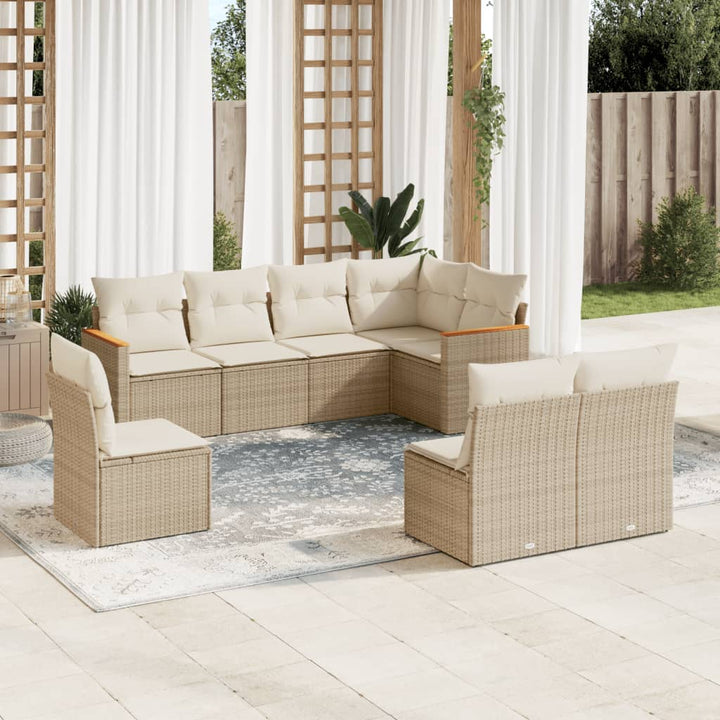 Set Mobilier De Grădină Cu Perne, 8 Piese, , Poliratan