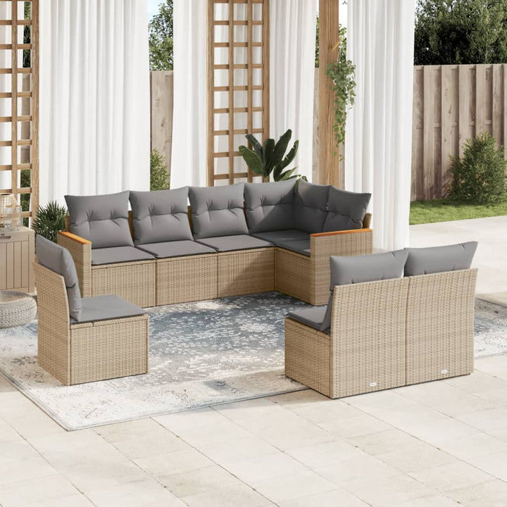 Set Mobilier De Grădină Cu Perne, 8 Piese, , Poliratan