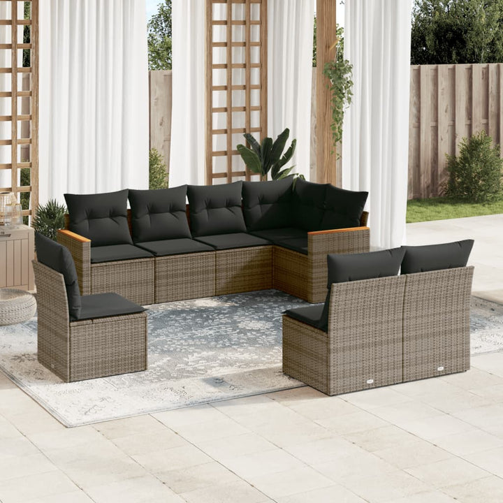 Set Mobilier De Grădină Cu Perne, 8 Piese, , Poliratan