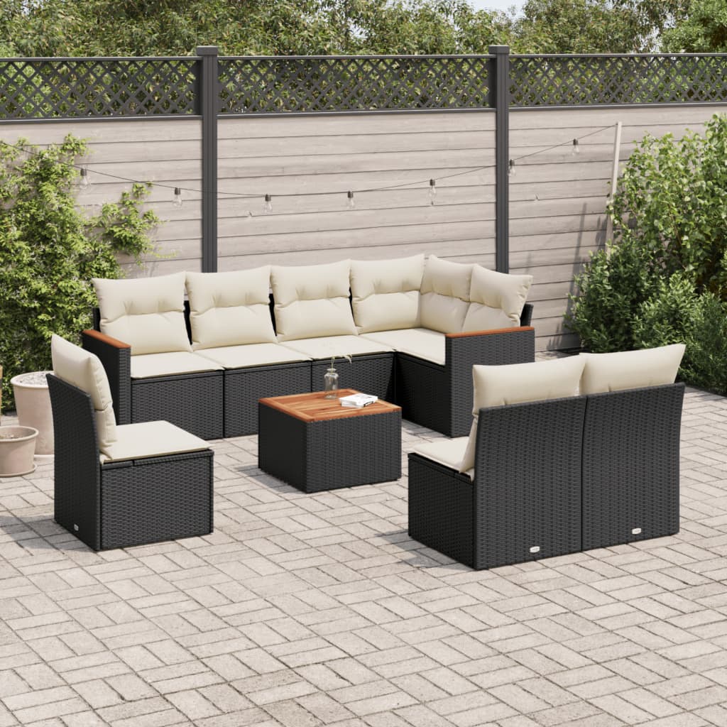 Set Mobilier De Grădină Cu Perne, 8 Piese, , Poliratan