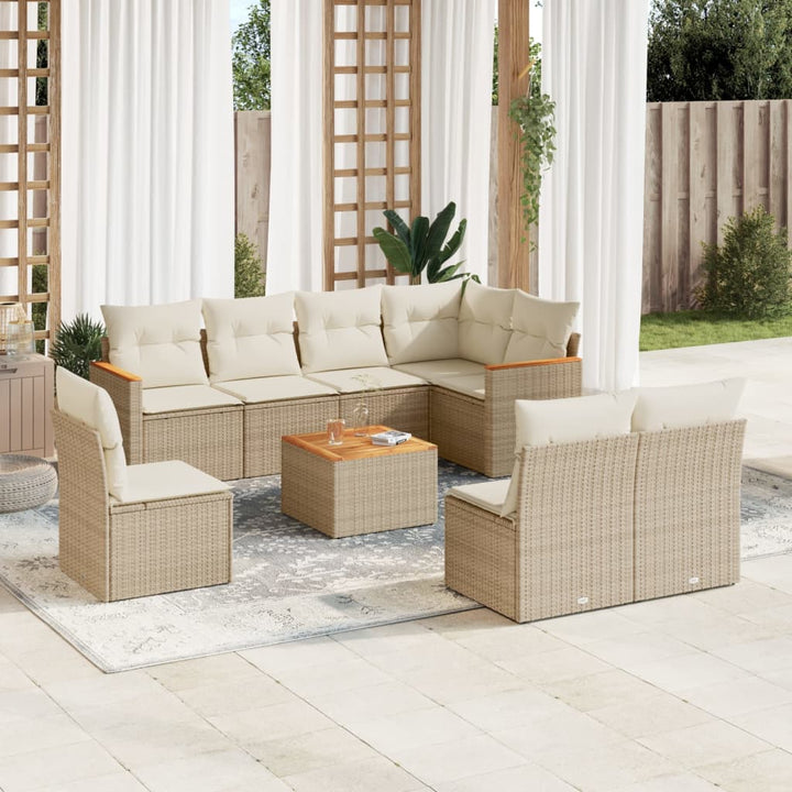 Set Mobilier De Grădină Cu Perne, 8 Piese, , Poliratan