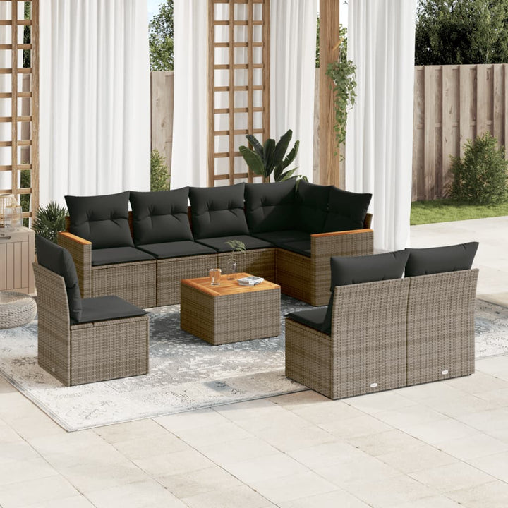 Set Mobilier De Grădină Cu Perne, 8 Piese, , Poliratan
