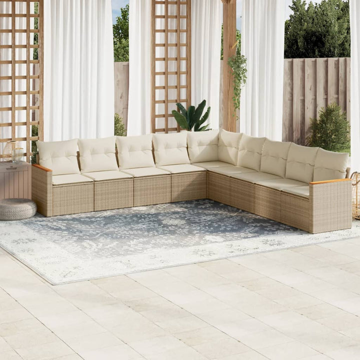 Set Mobilier De Grădină Cu Perne, 9 Piese, , Poliratan
