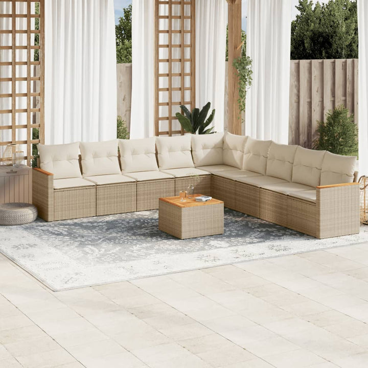 Set Mobilier De Grădină Cu Perne, 9 Piese, , Poliratan