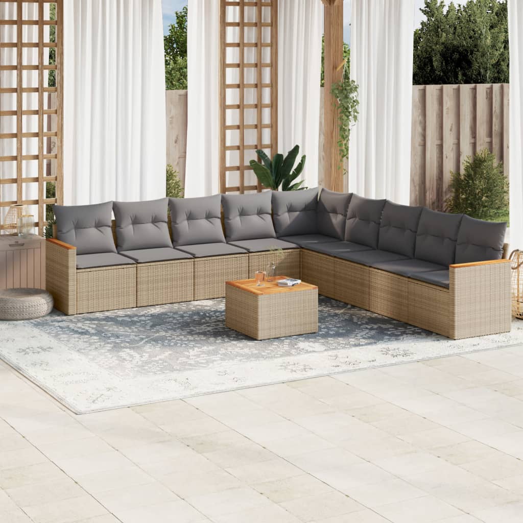 Set Mobilier De Grădină Cu Perne, 9 Piese, , Poliratan