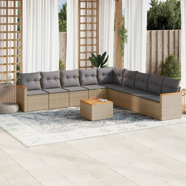 Set Mobilier De Grădină Cu Perne, 9 Piese, , Poliratan