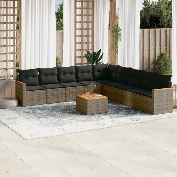 Set Mobilier De Grădină Cu Perne, 9 Piese, , Poliratan