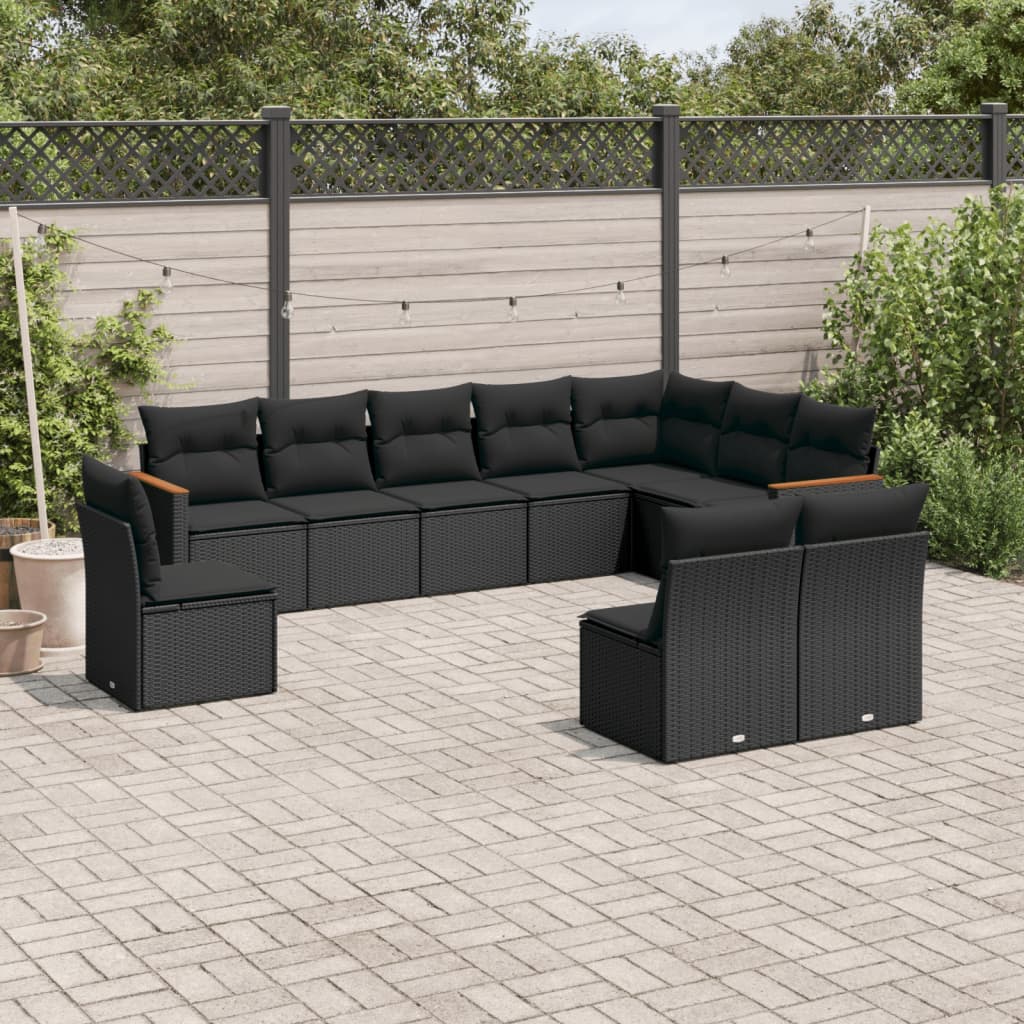 Set Canapele De Grădină Cu Perne, 10 Piese, , Poliratan
