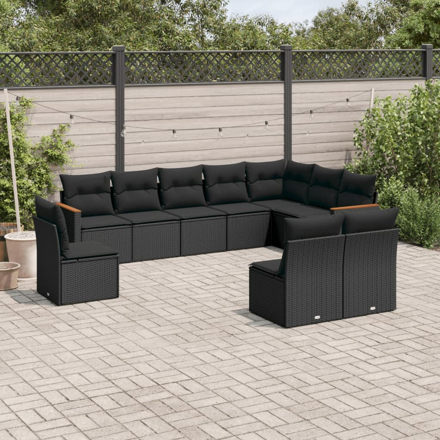 Set Canapele De Grădină Cu Perne, 10 Piese, , Poliratan