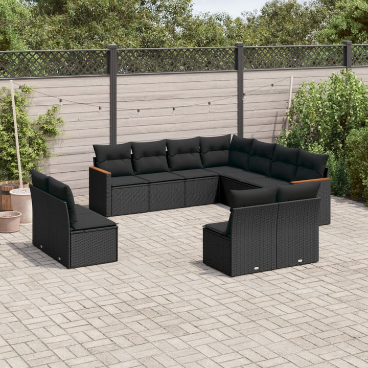 Set Canapele De Grădină Cu Perne, 11 Piese, , Poliratan