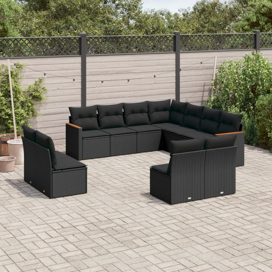 Set Canapele De Grădină Cu Perne, 11 Piese, , Poliratan