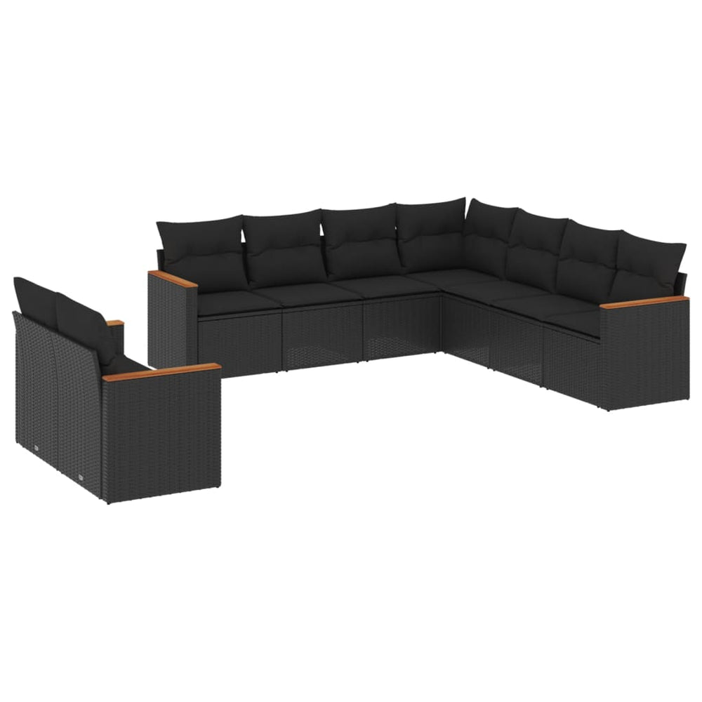 Set Mobilier De Grădină Cu Perne, 9 Piese, , Poliratan