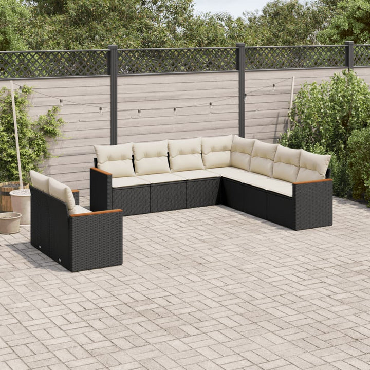 Set Mobilier De Grădină Cu Perne, 9 Piese, , Poliratan