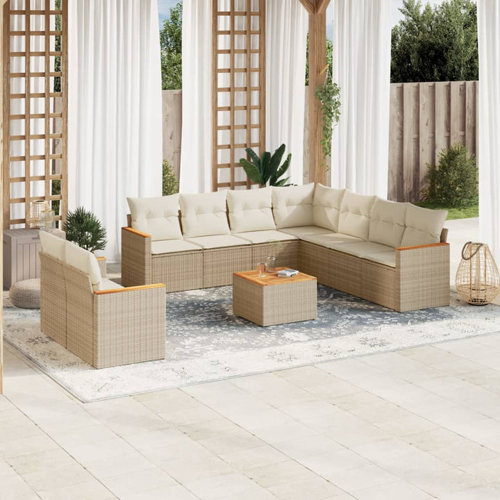 Set Mobilier De Grădină Cu Perne, 9 Piese, , Poliratan