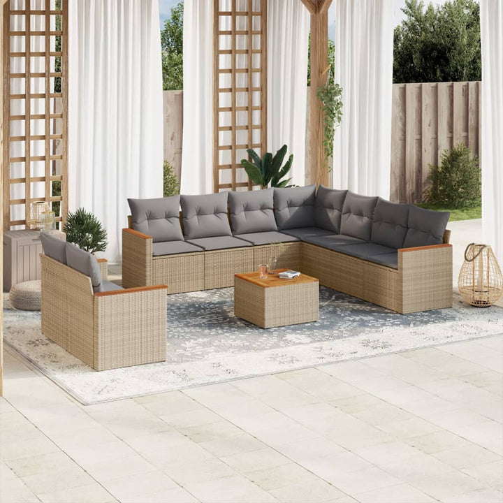 Set Mobilier De Grădină Cu Perne, 9 Piese, , Poliratan