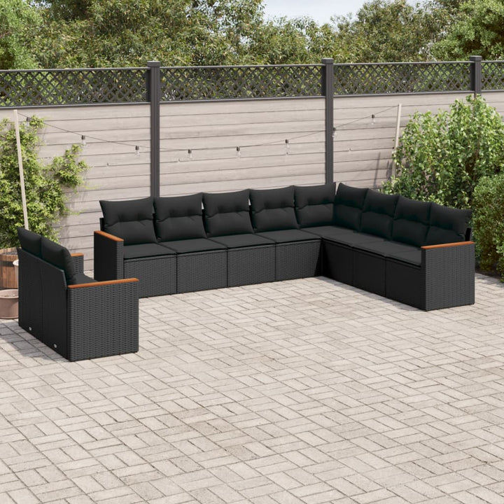 Set Canapele De Grădină Cu Perne, 10 Piese, , Poliratan