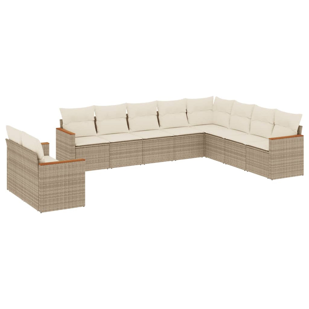 Set Canapele De Grădină Cu Perne, 10 Piese, , Poliratan
