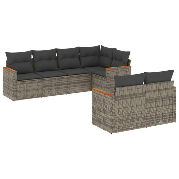 Set Canapele De Grădină, 7 Piese, Cu Perne, , Poliratan