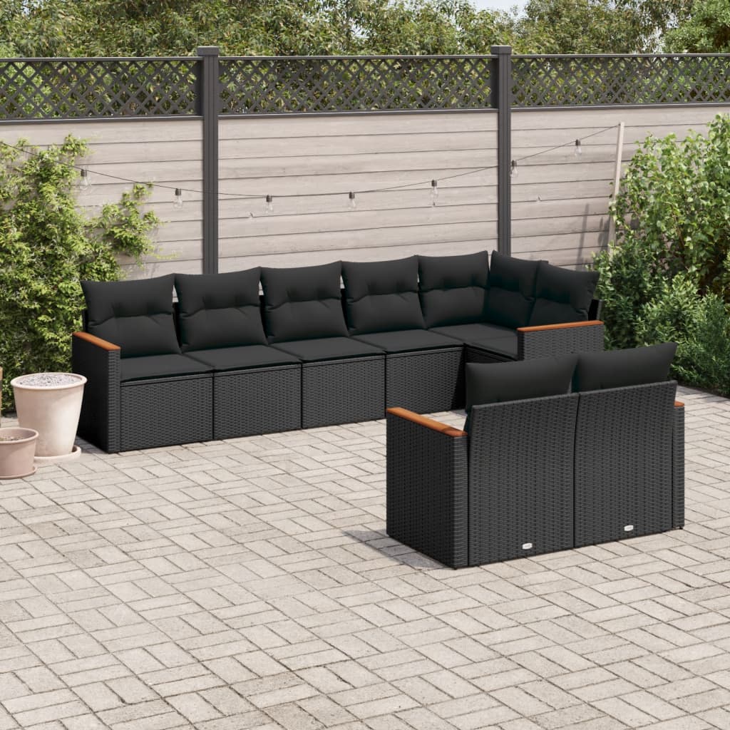 Set Mobilier De Grădină Cu Perne, 8 Piese, , Poliratan