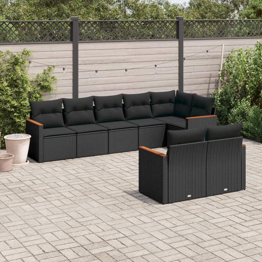 Set Mobilier De Grădină Cu Perne, 8 Piese, , Poliratan