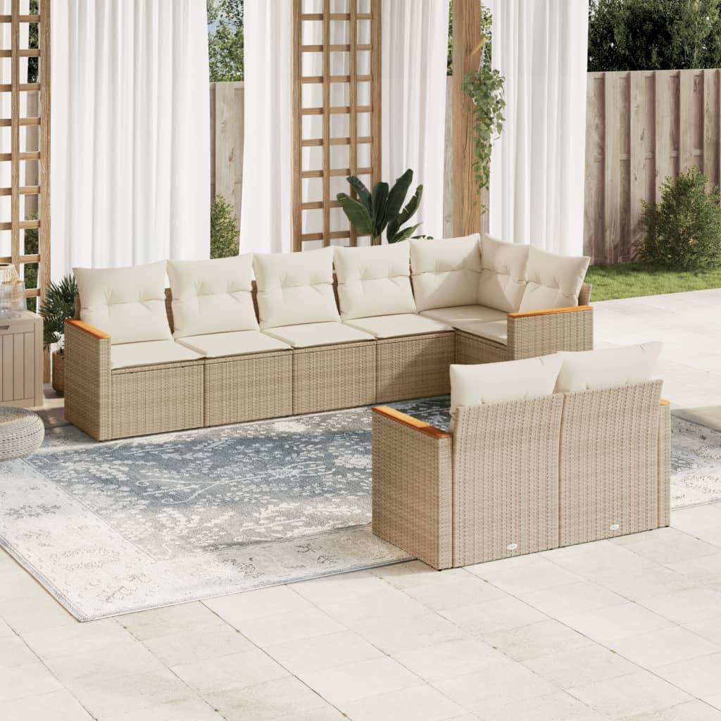 Set Mobilier De Grădină Cu Perne, 8 Piese, , Poliratan