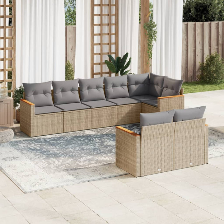 Set Mobilier De Grădină Cu Perne, 8 Piese, , Poliratan