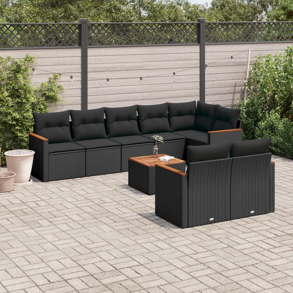 Set Mobilier De Grădină Cu Perne, 8 Piese, , Poliratan