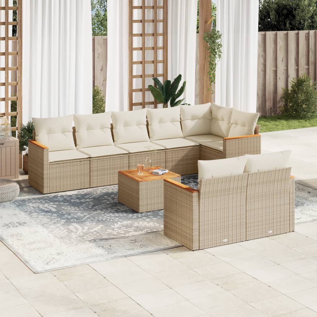 Set Mobilier De Grădină Cu Perne, 8 Piese, , Poliratan