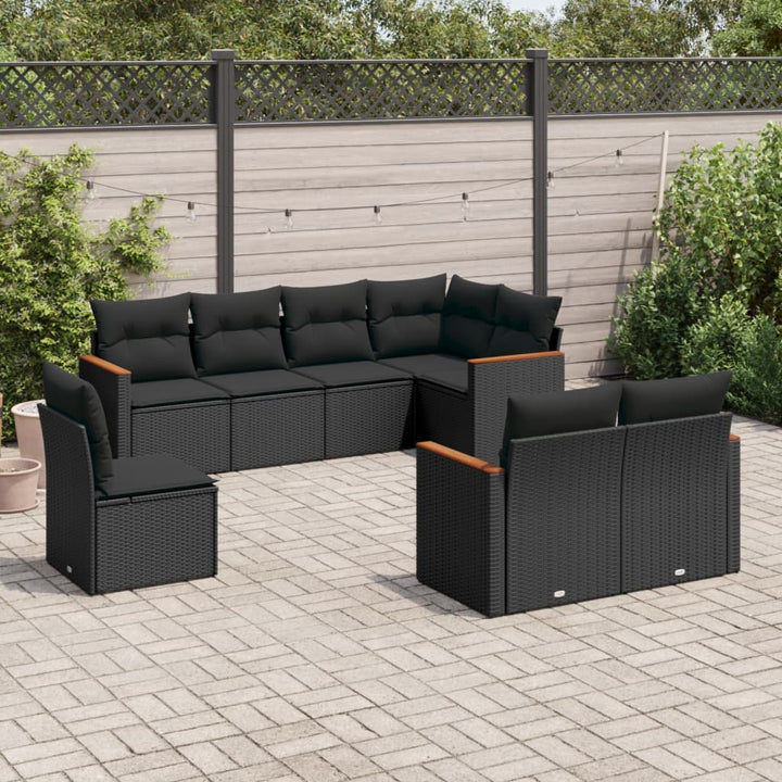 Set Canapele De Grădină Cu Perne, 8 Piese, , Poliratan