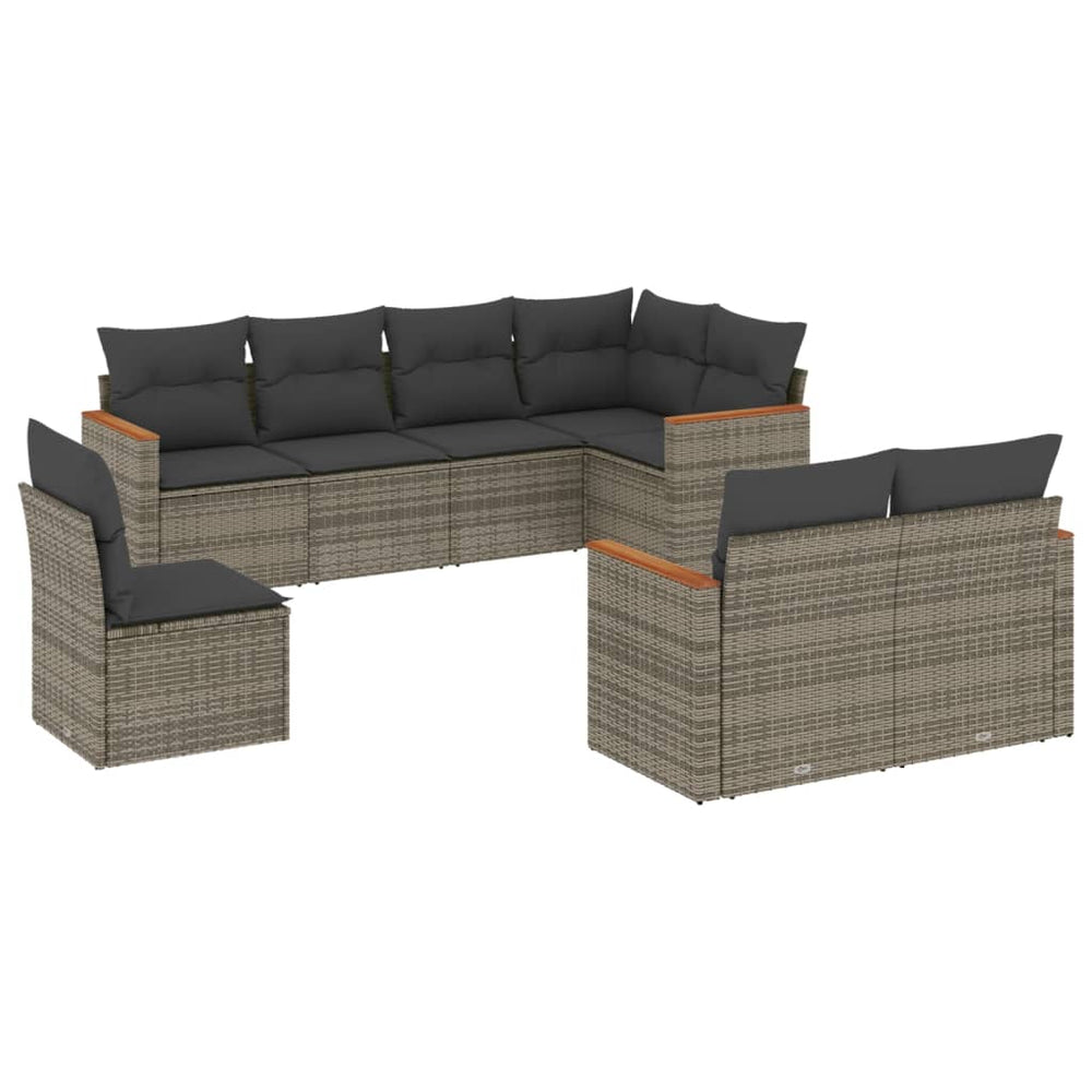 Set Canapele De Grădină Cu Perne, 8 Piese, , Poliratan