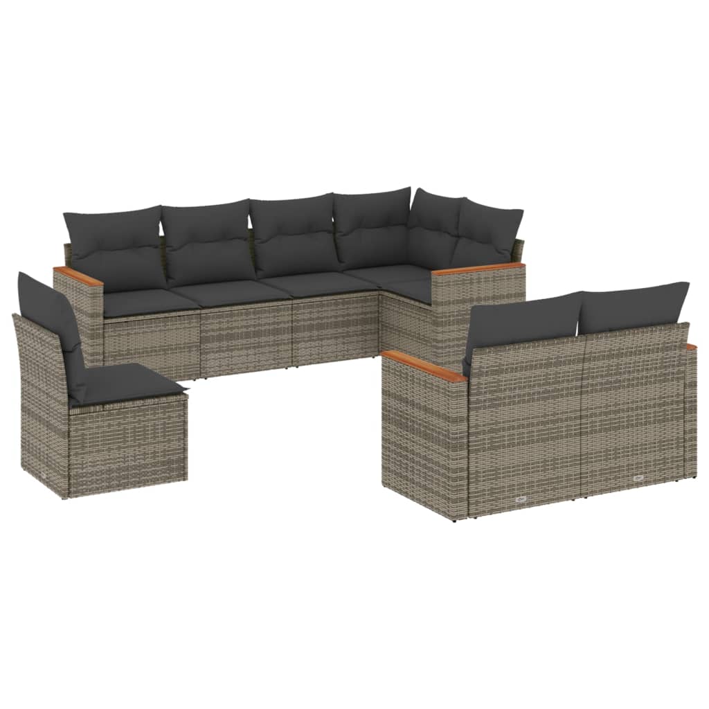 Set Canapele De Grădină Cu Perne, 8 Piese, , Poliratan