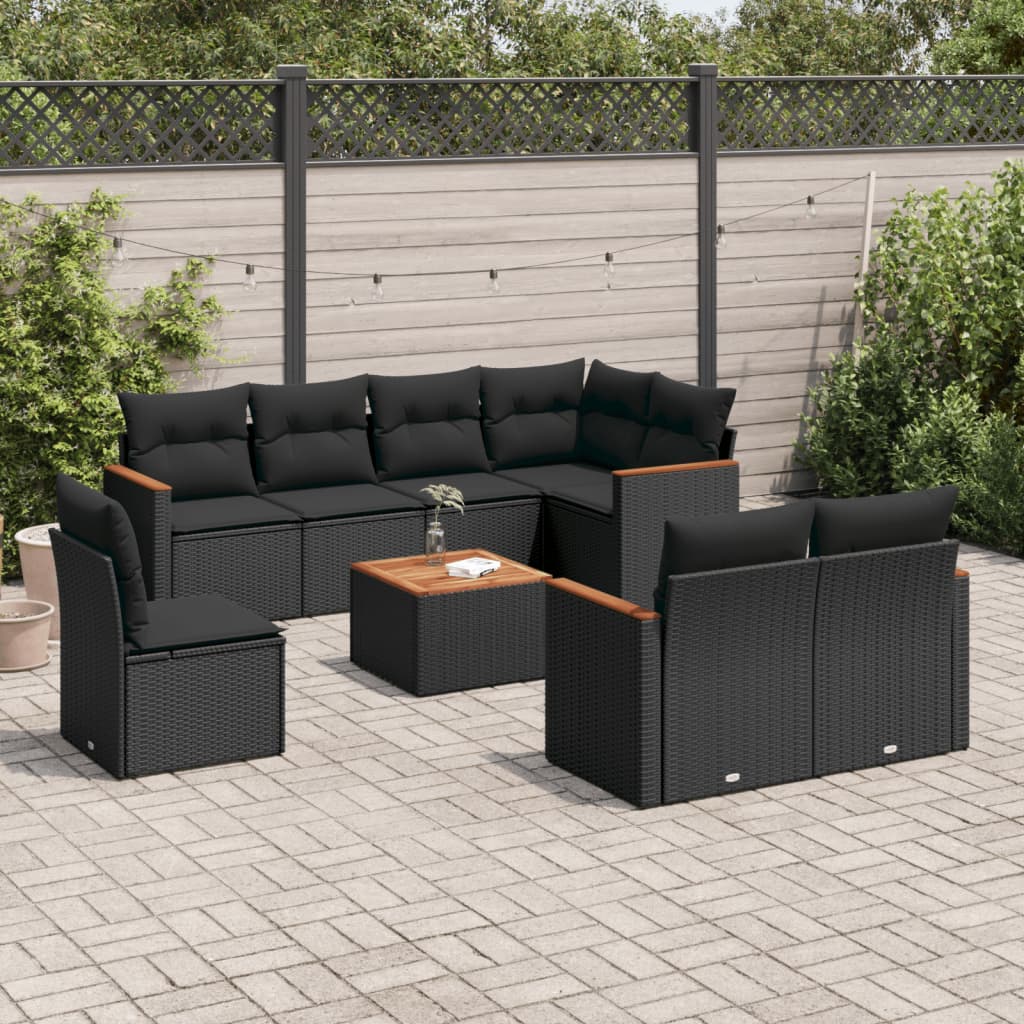 Set Canapele De Grădină Cu Perne, 8 Piese, , Poliratan