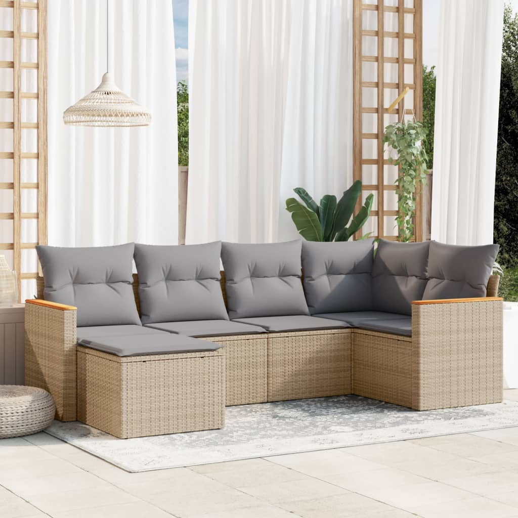 Set Canapele De Grădină, 7 Piese, Cu Perne, , Poliratan