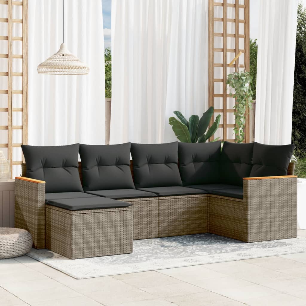 Set Canapele De Grădină, 7 Piese, Cu Perne, , Poliratan