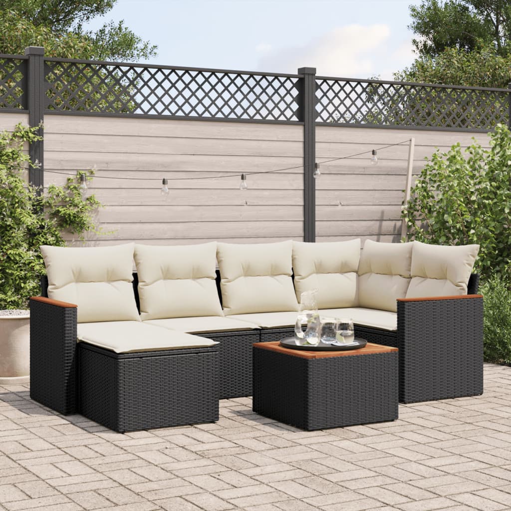 Set Canapele De Grădină, 7 Piese, Cu Perne, , Poliratan