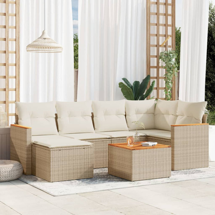 Set Canapele De Grădină, 7 Piese, Cu Perne, , Poliratan