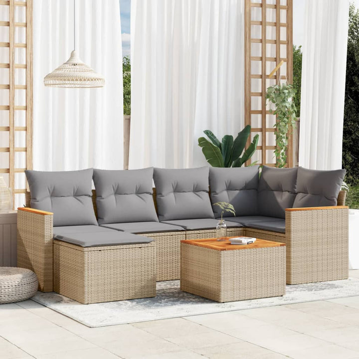 Set Canapele De Grădină, 7 Piese, Cu Perne, , Poliratan