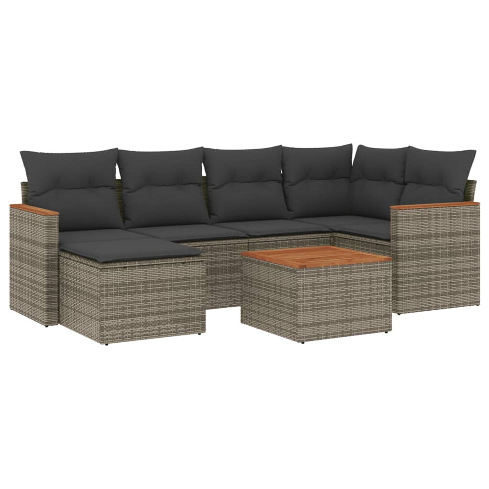 Set Canapele De Grădină, 7 Piese, Cu Perne, , Poliratan