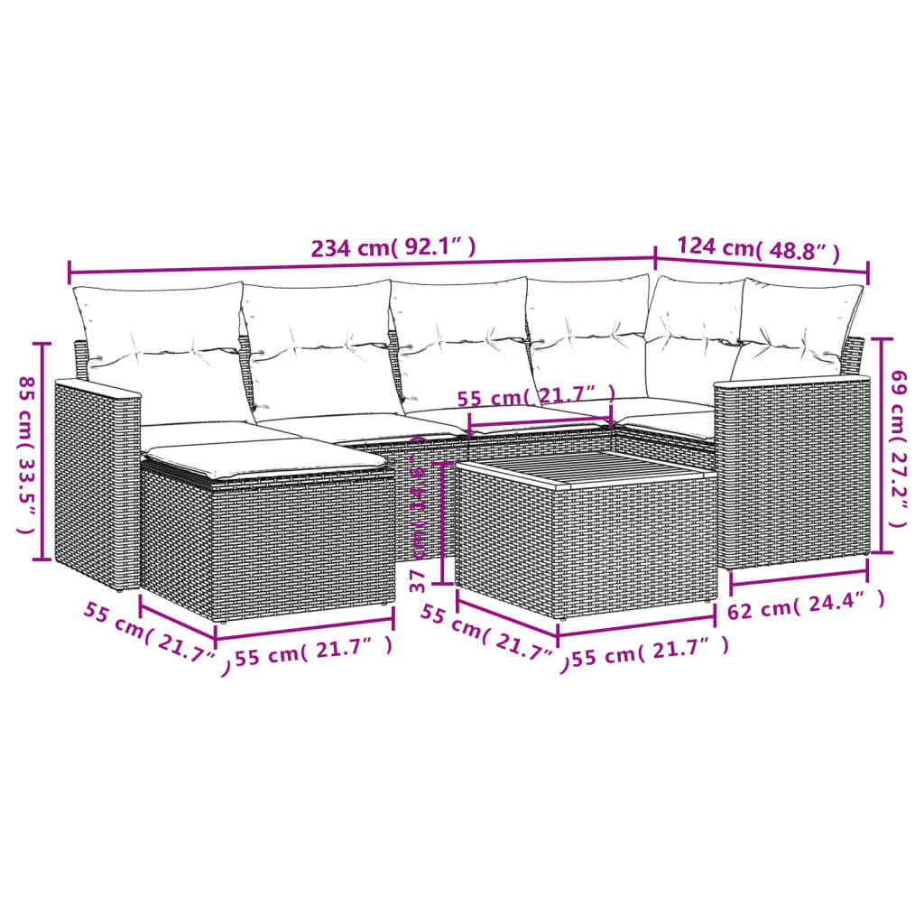 Set Canapele De Grădină, 7 Piese, Cu Perne, , Poliratan