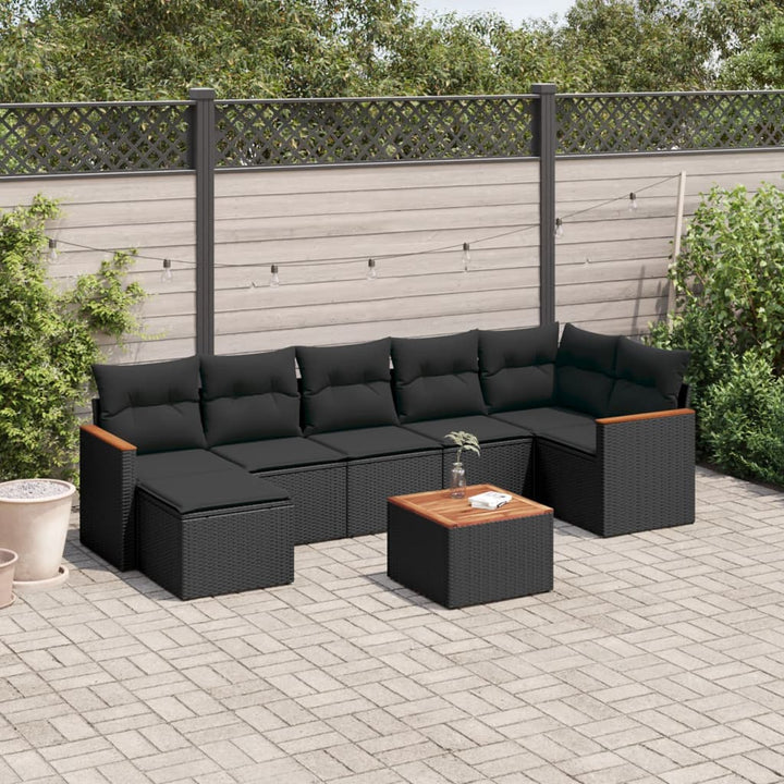 Set Canapele De Grădină, 7 Piese, Cu Perne, Bej, Poliratan