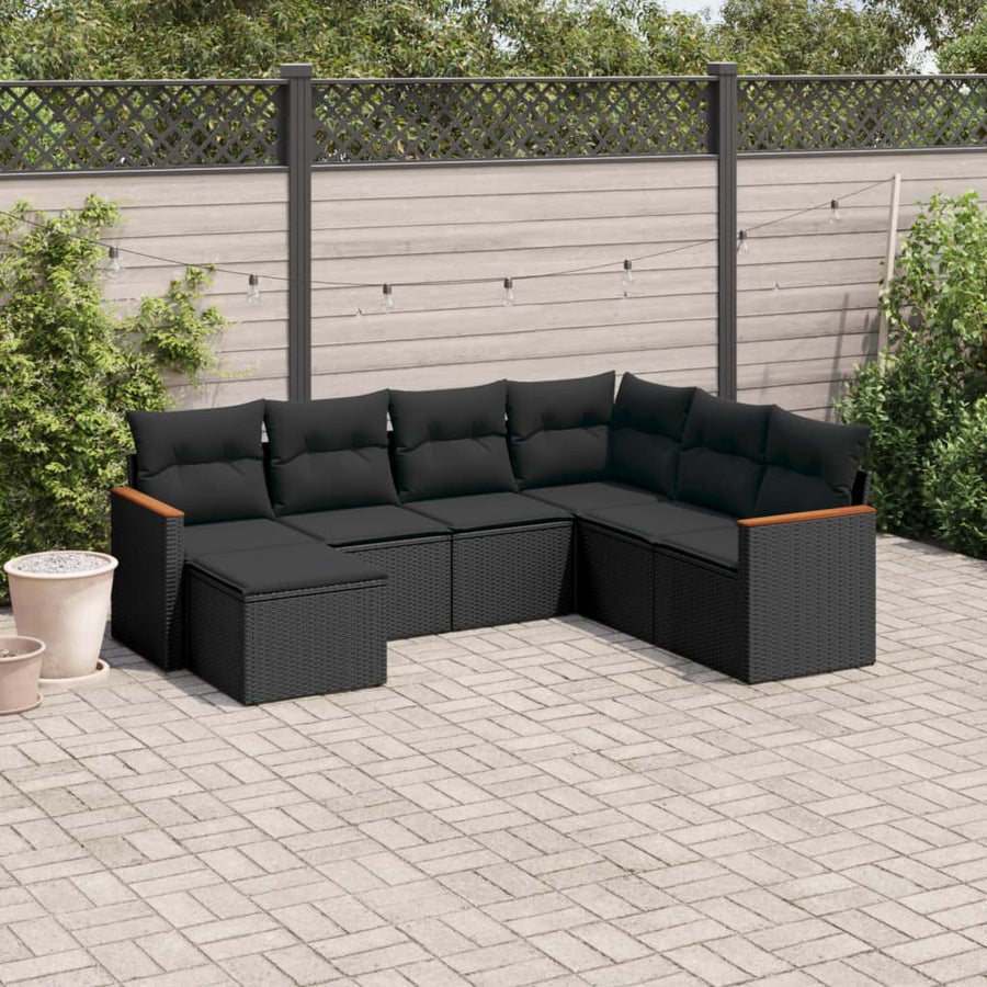 Set Canapele De Grădină Cu Perne, 7 Piese, , Poliratan