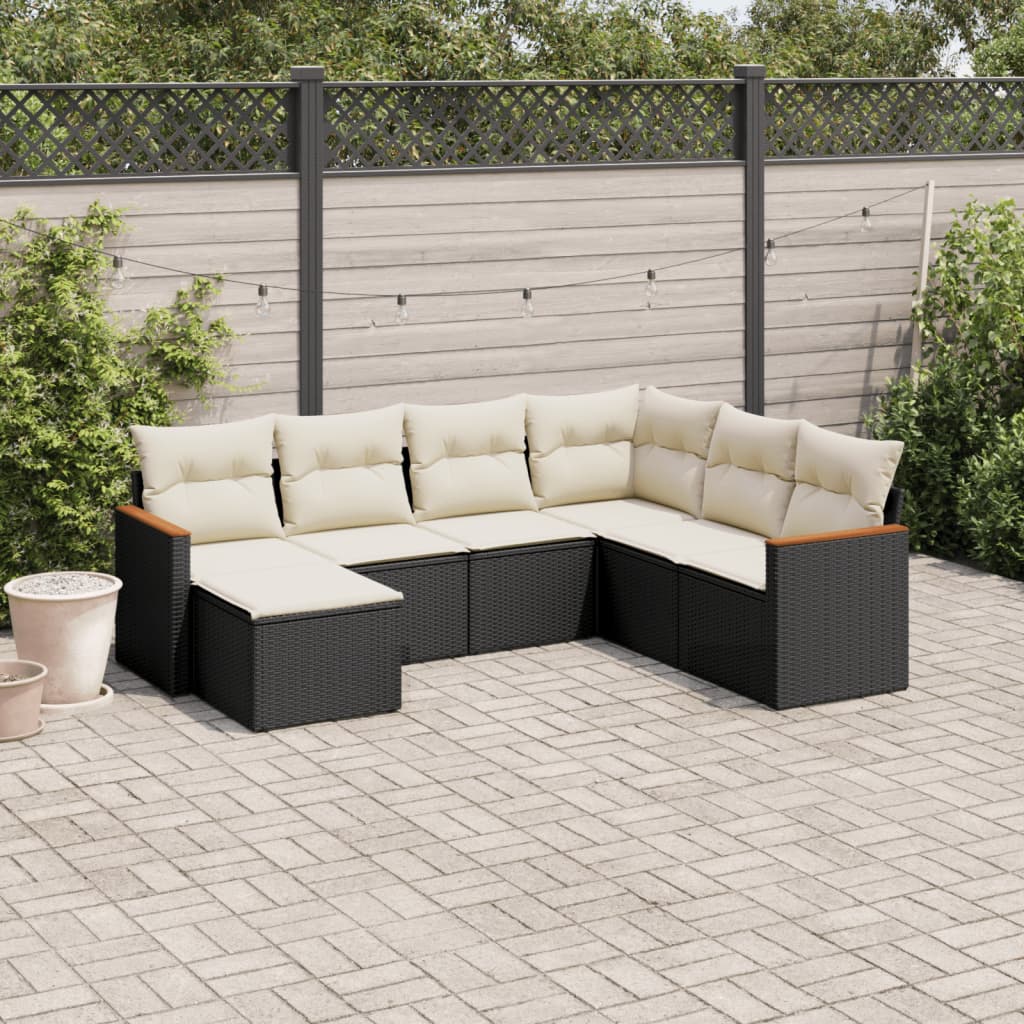 Set Canapele De Grădină Cu Perne, 7 Piese, , Poliratan