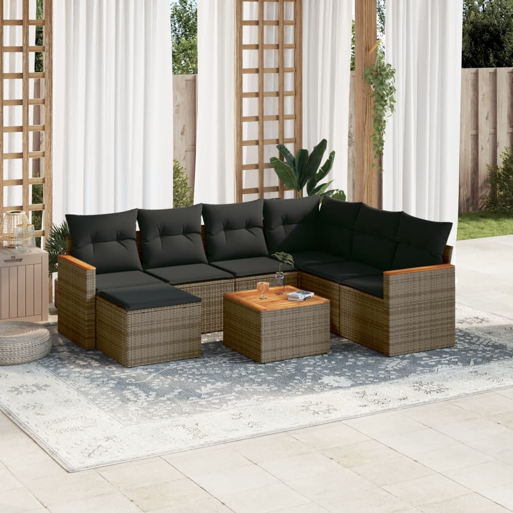 Set Canapele De Grădină Cu Perne, 7 Piese, , Poliratan