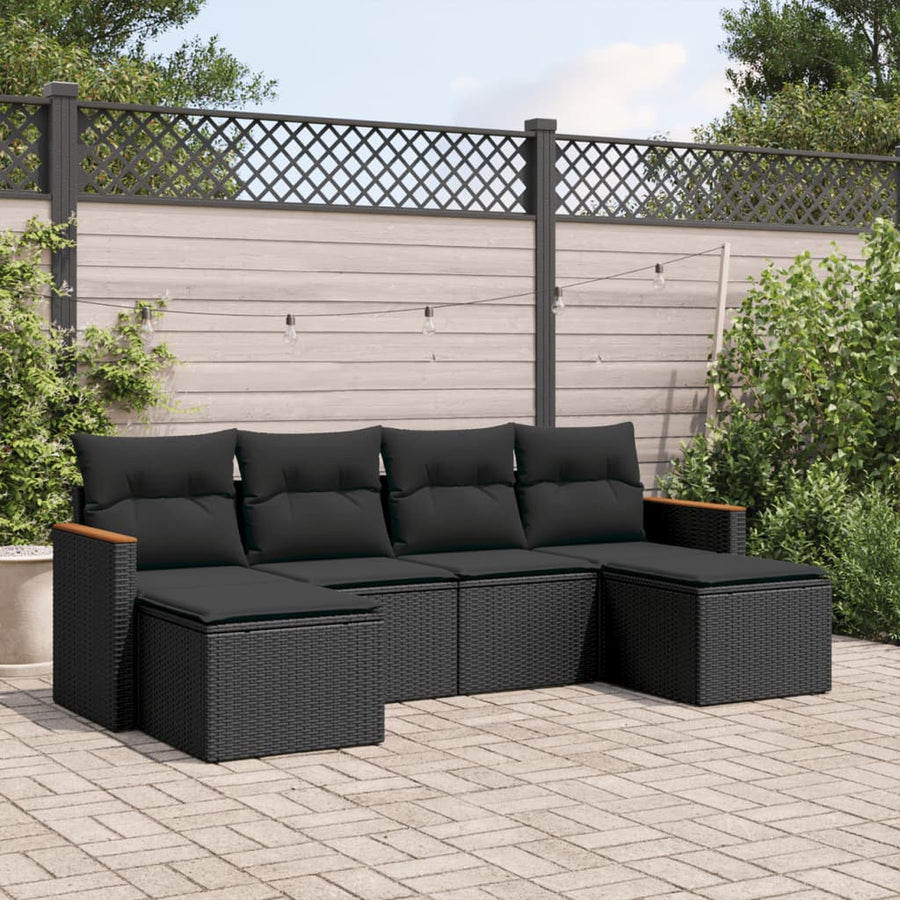 Set Mobilier De Grădină Cu Perne, 6 Piese, , Poliratan
